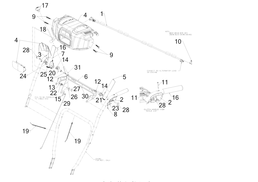 Panel Diagram and Parts List for 2X524SWE (31BM53TR709)(2016) Cub Cadet Snow Blower